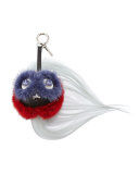 QuTweet Ball Monster Beak Fur Charm for Handbag, Purple/Red/Black