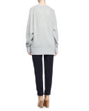 Chunky Cashmere Crewneck Sweater, Gray