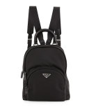 Nylon Medium Dome Backpack, Black (Nero)