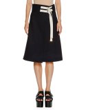 D-Ring A-Line Wrap Skirt, Blue/Black