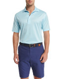 Jacquard-Knit Short-Sleeve Polo Shirt, Light Blue