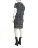 Short-Sleeve Embroidered Knit Dress, Onyx