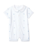 Pima Jersey Sailboat Shortall, White, Size 3-18 Months