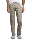Flat-Front Stretch Sateen Pants, Vintage Khaki