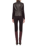 Long-Sleeve Cashmere/Silk Mock-Neck Pullover, Mangosteen/Aubergine