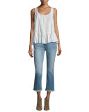 The Cropped Flip Flop Distressed Jeans, Ticker