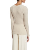 Blanca Ribbed Cashmere Sweater, Light Beige
