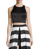 Tru Sleeveless Structured Crop Top, Black