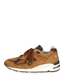Men's 990v2 Suede & Leather Sneaker, Brown/White