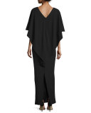 Sydney Embellished Popover Gown, Black