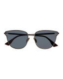 Pharaoh Square Monochromatic Sunglasses, Black