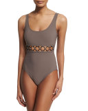 Rings Round-Neck Underwire One-Piece Swimsuit