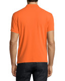 Johnny-Collar Pique Polo Shirt, Orange