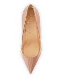 Pigalle Plato Patent Red Sole Pump, Nude