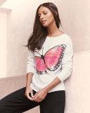 Long-Sleeve Sequined Butterfly Sweater 