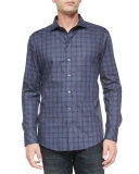 Tonal Windowpane Long-Sleeve Shirt, Navy