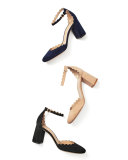 Lauren Scalloped D'Orsay Pump, Blue Lagoon