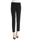 Slim-Leg Stretch-Wool Ankle Pants, Black