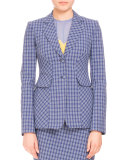 Felix Seersucker Peplum Blazer, Provence Blue