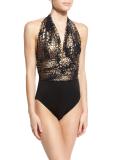 Yves Gold Rush Halter One-Piece Swimsuit