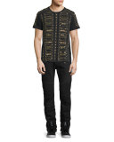 Slim-Fit Moto Biker Jeans, Black