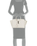 Downtown Cabas Small Satchel Bag, White/Black