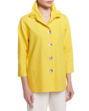 3/4-Sleeve Stretch Denim Jacket, Yellow  