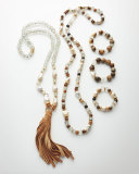 Horn, Pearl & Java Glass Stretch Bracelet