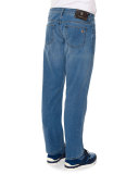 Five-Pocket Straight-Leg Denim Jeans, Blue