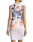 Sleeveless Kimono Floral-Print Dress, Pink/Multi