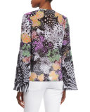 Long-Sleeve Orchid Fish Printed Blouse 