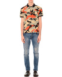 Distressed Slim-Fit Denim Jeans, Blue