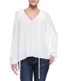 Paris V-Neck Peasant Blouse, Ivory