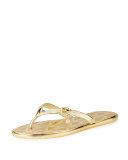 Emory Buckle Flat Thong Sandal, Gold