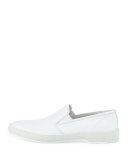 Point-Toe Leather Slip-On Sneaker, White
