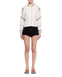 Delphine Embroidered Linen Top, Ecru