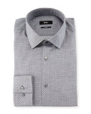 Jenno Slim-Fit Dot-Print Dress Shirt, Gray