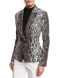 Leopard-Print Jacquard Jacket, Leopard
