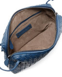 Intrecciato Small Zip Crossbody Bag, Cobalt Blue