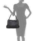 Leather Flap-Top Shoulder Bag, Black