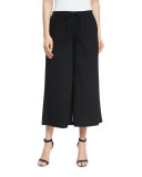 Organic Cotton Wide-Leg Cropped Pants, Black