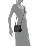 17 Western-Rivet Leather Saddle Bag, Black