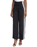 High-Waist Track-Stripe Wide-Leg Trousers