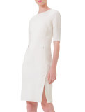 Half-Sleeve Jewel-Neck Sheath Dress, Anemone