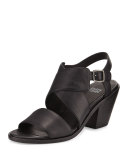 Cara Crisscross Leather Sandal, Black