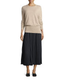 Pleated A-Line Midi Skirt, Coastal Blue