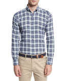 Glacier Check Sport Shirt, Barchetta Blue