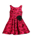 Roses are Red Sleeveless Brocade Dress, Red, Size 7-16