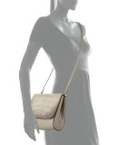 Sabrina Alligator Flap Crossbody Bag, Gray