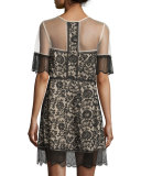 Paneled Floral-Lace Babydoll Dress